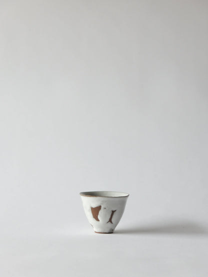 野口悦士 茶杯 白釉 A