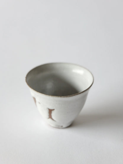 野口悦士 茶杯 白釉 A