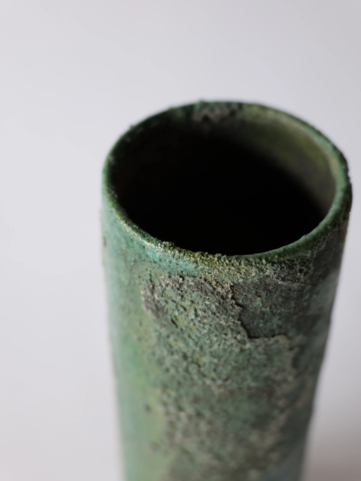 野口悦士 緑青 花器 筒