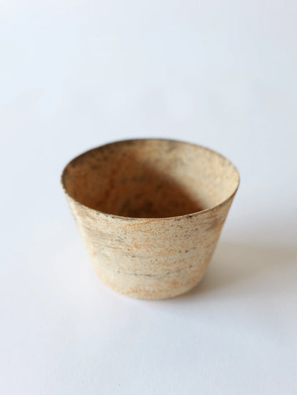 二階堂明弘 焼締め 筒カップ(大) 黄 A